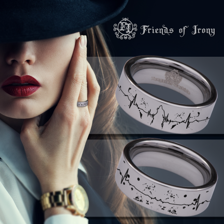 Howling Wolf Lifeline Custom Personalize Laser Engrave Tungsten Wedding Band Ring