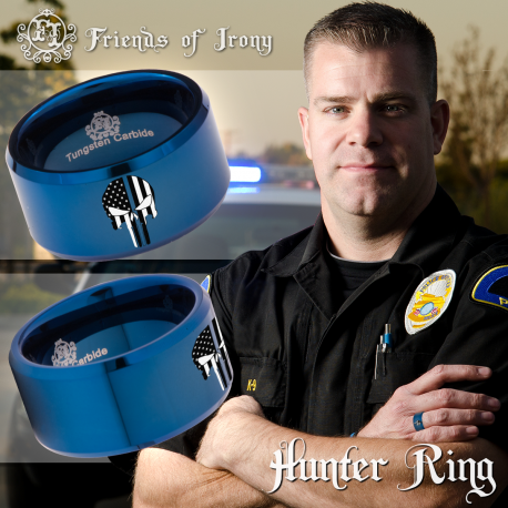 Hunter Ring for Police 12mm Custom Personalize Laser Engrave Tungsten Wedding Band Ring