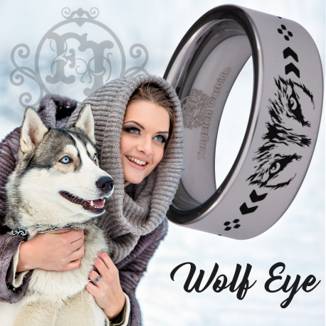 Wolf Eyes Custom Personalize Laser Engrave Tungsten Wedding Band Ring