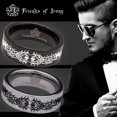 Dragon Knot Custom Personalize Laser Engrave Tungsten Wedding Band Ring