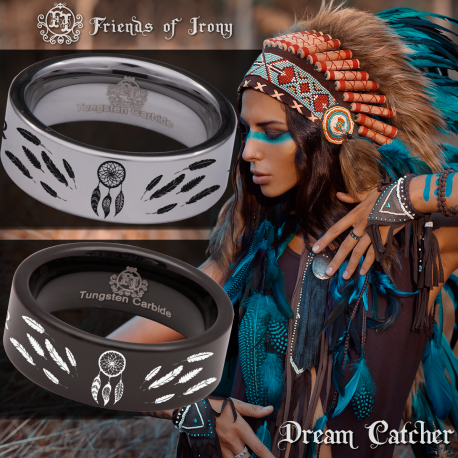 Dreamcatcher Custom Personalize Laser Engrave Tungsten Wedding Band Ring