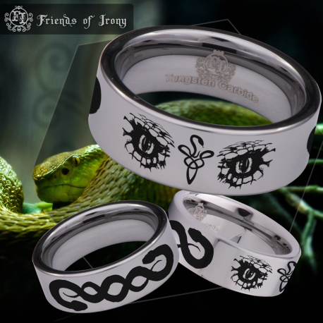 Snake Loop Custom Personalize Laser Engrave Tungsten Wedding Band Ring