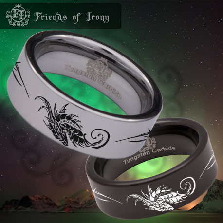 Abstract Dragon Custom Personalize Laser Engrave Tungsten Wedding Band Ring