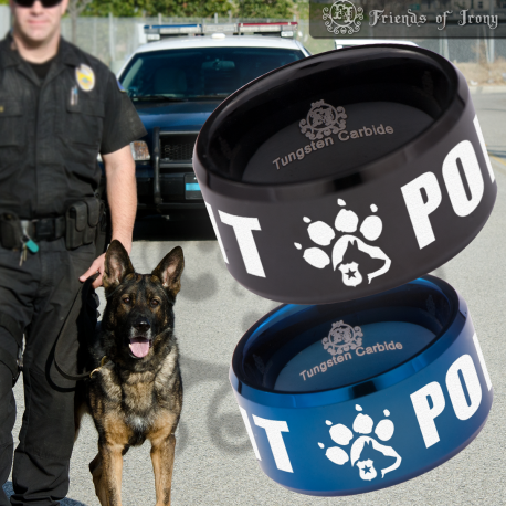 Police K-9 Unit 12mm Custom Personalize Laser Engrave Tungsten Wedding Band Ring