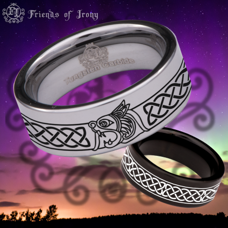 Celtic Dragon Style 2 Custom Personalize Laser Engrave Tungsten Wedding Band Ring