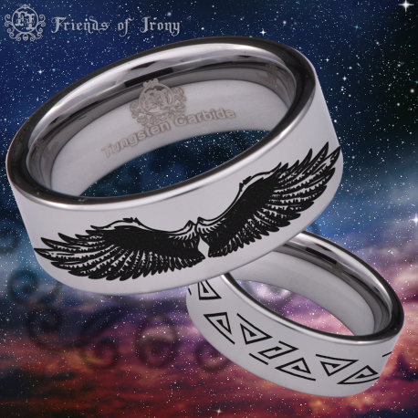 Eagle Wings Custom Personalize Laser Engrave Tungsten Wedding Band Ring