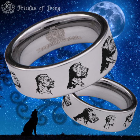 Werewolf Transformation Custom Personalize Laser Engrave Tungsten Wedding Band Ring
