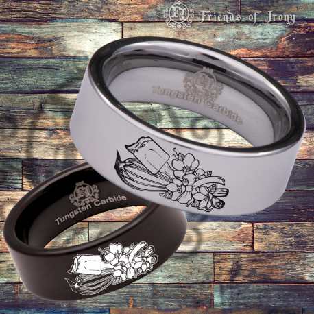 Baker's Custom Personalize Laser Engrave Tungsten Wedding Band Ring