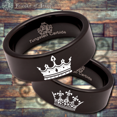 King and Queen Wedding Custom Personalize Laser Engrave Tungsten Wedding Band Ring