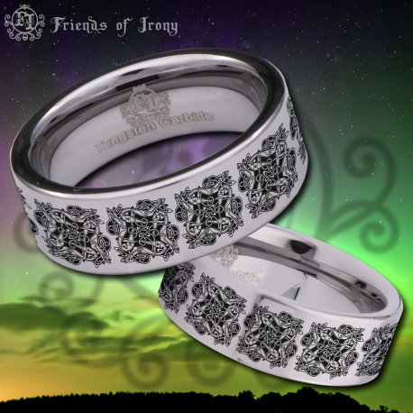 Ancient Celtic Ornament Custom Personalize Laser Engrave Tungsten Wedding Band Ring