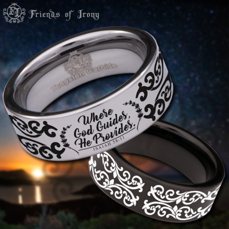 Isaiah 58:11 Custom Personalize Laser Engrave Tungsten Wedding Band Ring