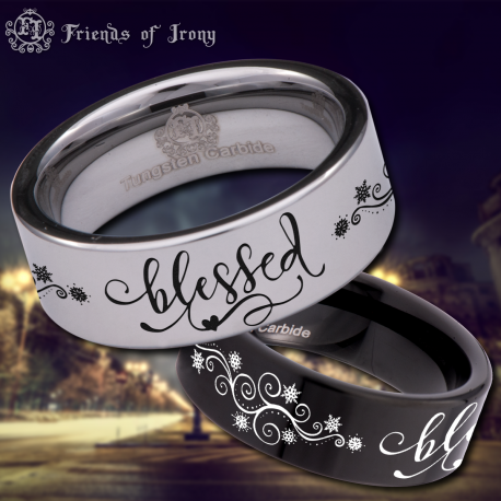 Blessed Custom Personalize Laser Engrave Tungsten Wedding Band Ring
