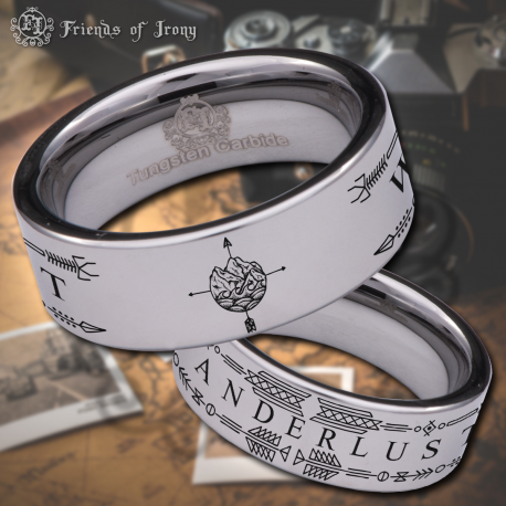 Wanderlust Custom Personalize Laser Engrave Tungsten Wedding Band Ring