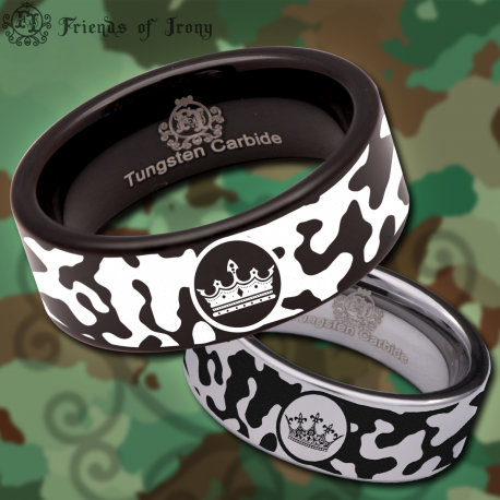 His and Her Camouflage Custom Personalize Laser Engrave Tungsten Wedding Band Ring