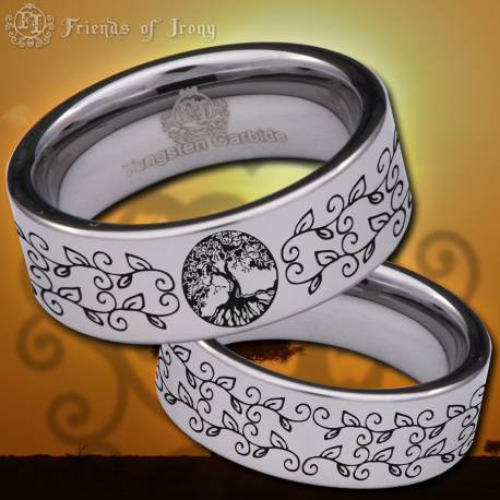 Tree of Life Custom Personalize Laser Engrave Tungsten Wedding Band Ring
