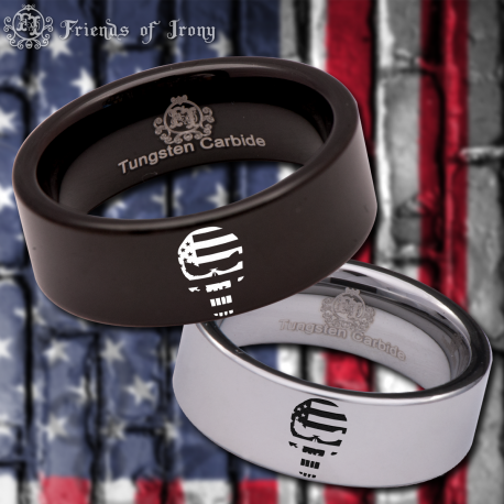 US Military Skull Custom Personalize Laser Engrave Tungsten Wedding Band Ring