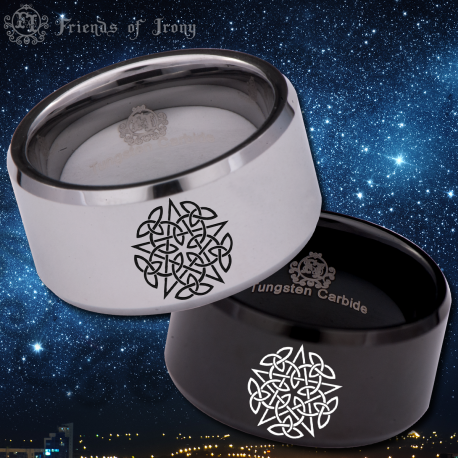 Celtic Pentacle 12mm Custom Personalize Laser Engrave Tungsten Wedding Band Ring