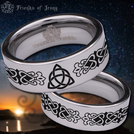 Celtic Trinity Custom Personalize Laser Engrave Tungsten Wedding Band Ring