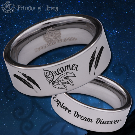 Dreamer Custom Personalize Laser Engrave Tungsten Wedding Band Ring