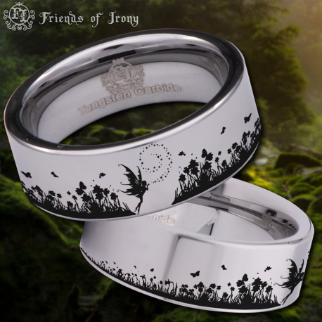 Fairy Custom Personalize Laser Engrave Tungsten Wedding Band Ring