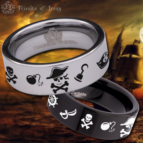 Pirate Custom Personalize Laser Engrave Tungsten Wedding Band Ring
