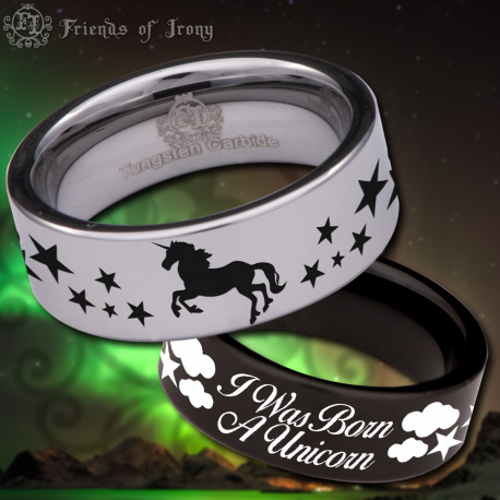 Unicorn Custom Personalize Laser Engrave Tungsten Wedding Band Ring