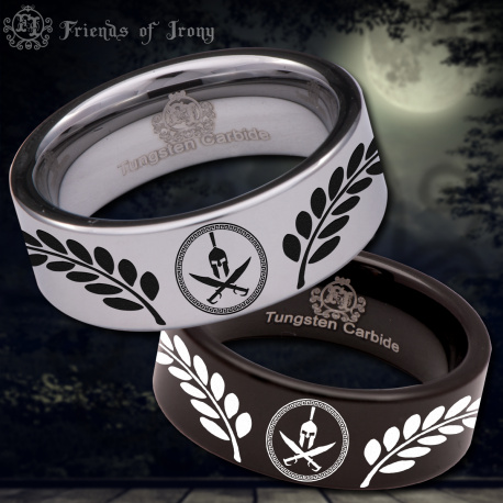 Spartan Shield Custom Personalize Laser Engrave Tungsten Wedding Band Ring