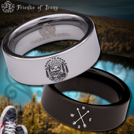 Adventure Custom Personalize Laser Engrave Tungsten Wedding Band Ring