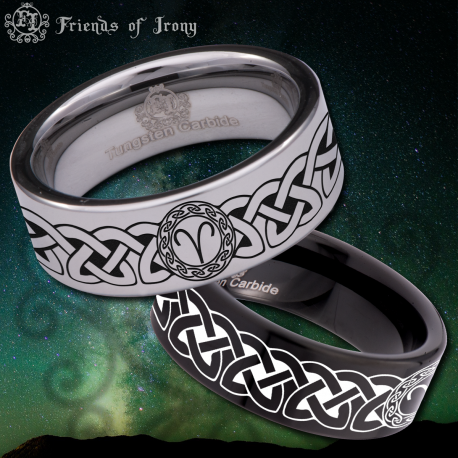 Aries Custom Personalize Laser Engrave Tungsten Wedding Band Ring