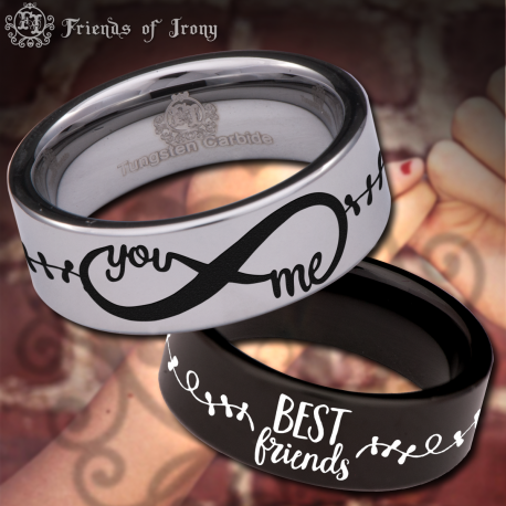 BFF Best Friends Forever Custom Personalize Laser Engrave Tungsten Wedding Band Ring