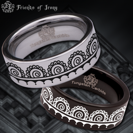 Fancy Custom Personalize Laser Engrave Tungsten Wedding Band Ring