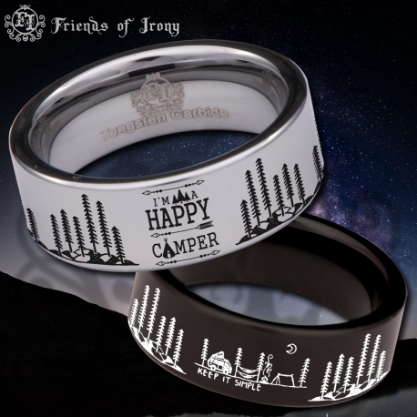 Camper Life Custom Personalize Laser Engrave Tungsten Wedding Band Ring