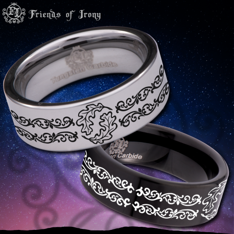 Oakleaf Knotwork Custom Personalize Laser Engrave Tungsten Wedding Band Ring