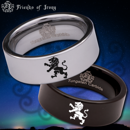 Rampant Lion Custom Personalize Laser Engrave Tungsten Wedding Band Ring