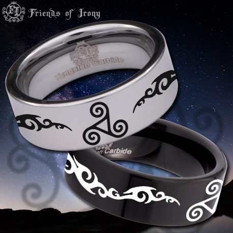 Triskele Custom Personalize Laser Engrave Tungsten Wedding Band Ring