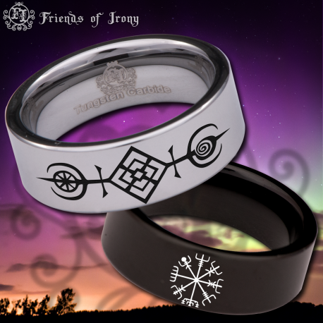 Vegvisir Compass Custom Personalize Laser Engrave Tungsten Wedding Band Ring