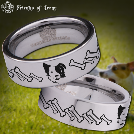 Dog Custom Personalize Laser Engrave Tungsten Wedding Band Ring