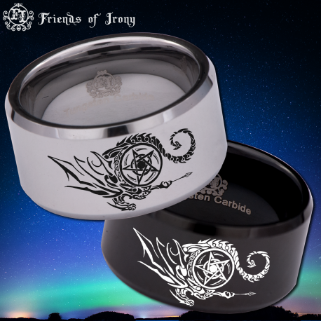 Dragon Pentagram 12mm Custom Personalize Laser Engrave Tungsten Wedding Band Ring