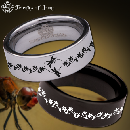 Dragonfly Custom Personalize Laser Engrave Tungsten Wedding Band Ring