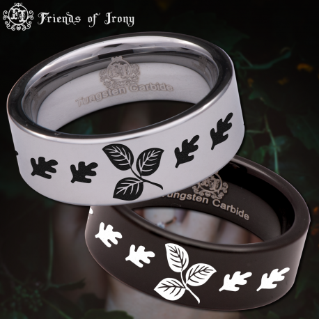 Leaf Custom Personalize Laser Engrave Tungsten Wedding Band Ring