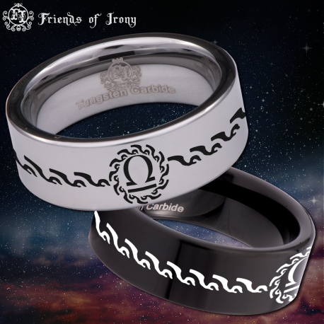 Libra Custom Personalize Laser Engrave Tungsten Wedding Band Ring