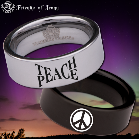 Teach Peace Custom Personalize Laser Engrave Tungsten Wedding Band Ring