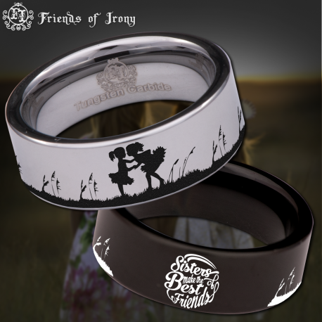 Sister Love Custom Personalize Laser Engrave Tungsten Wedding Band Ring