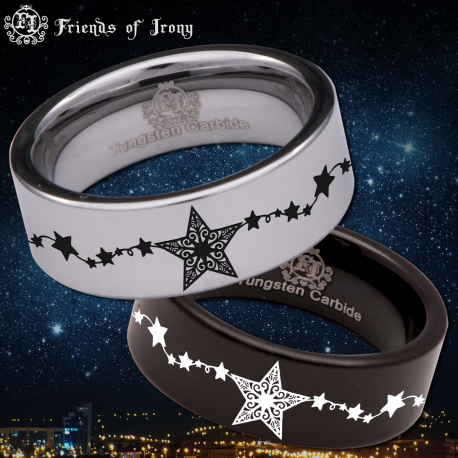 Star Custom Personalize Laser Engrave Tungsten Wedding Band Ring