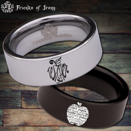 Teacher's Custom Personalize Laser Engrave Tungsten Wedding Band Ring