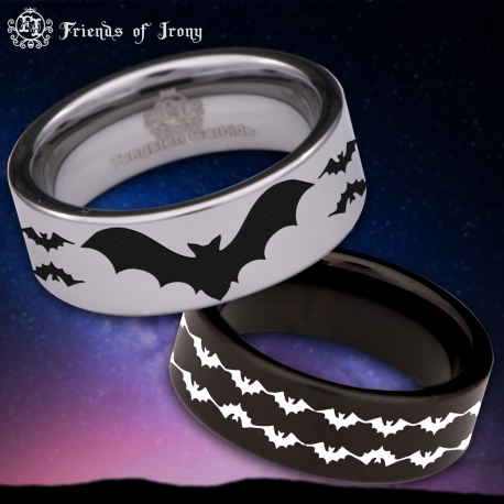 Bat Custom Personalize Laser Engrave Tungsten Wedding Band Ring