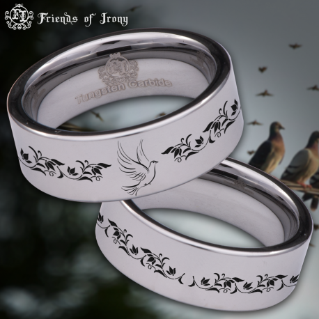 Dove Custom Personalize Laser Engrave Tungsten Wedding Band Ring