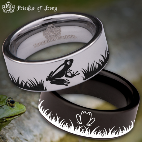 Frog Custom Personalize Laser Engrave Tungsten Wedding Band Ring