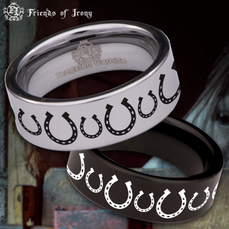 Horseshoe Custom Personalize Laser Engrave Tungsten Wedding Band Ring