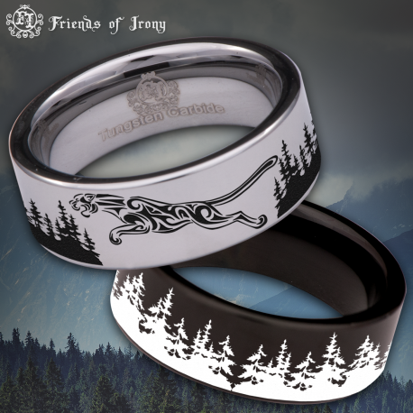 Jaguar Custom Personalize Laser Engrave Tungsten Wedding Band Ring